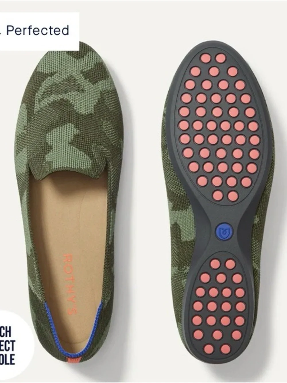 Rothy's women's Green Camo Knit The Daily Loafers arch insole NEW 9.5